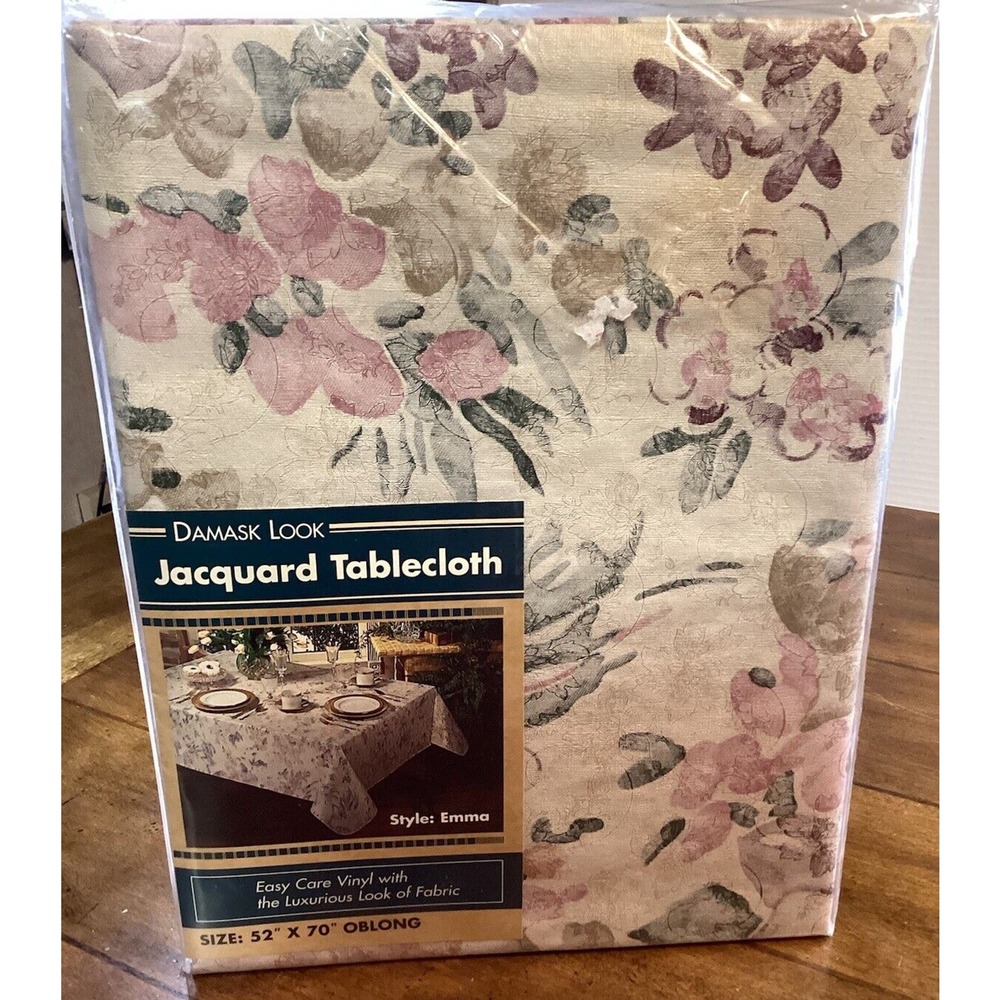 Damask Look Jacquard Tablecloth Emma 52x70 Oblong Floral NWT